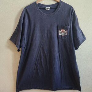 Harley-Davidson Shirt Mens 2XL Blue Pocket Tee Durango Colorado Cotton Graphic